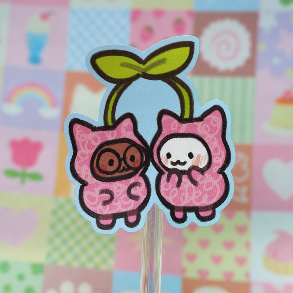 Cherry pair matte sticker