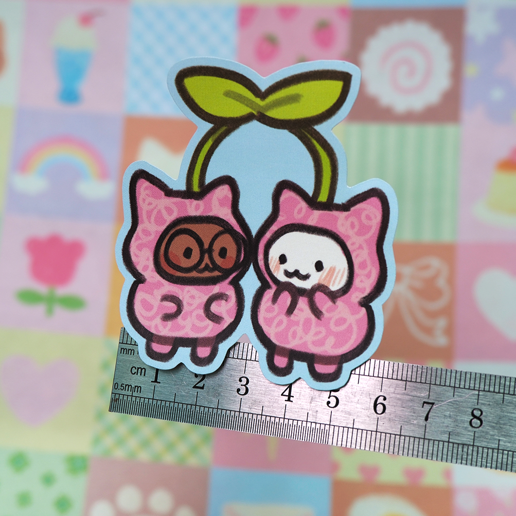 Cherry pair matte sticker