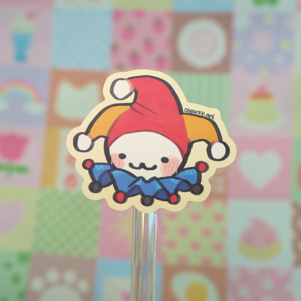 Jester kitty matte sticker